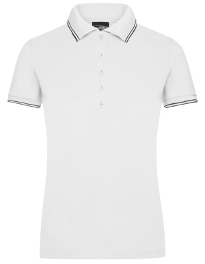 1/2 PREIS: JAMES&NICHOLSON Ladies Kontrast-Poloshirt ELASTIC (White-Navy / L)