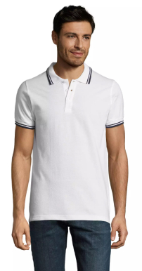 1/2 PREIS: SOLS Mens Kontrast-Poloshirt PASADENA (White-Navy / S)