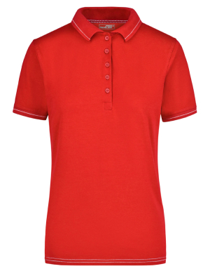 1/2 PREIS: JAMES&NICHOLSON Ladies Kontrast-Poloshirt ELASTIC (Red-White/L)