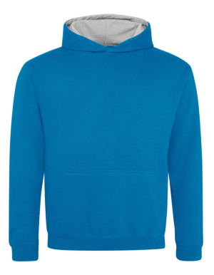 1/2 PREIS: JUST HOODS Kids Hoodie VARSITY (Sapphire Blue-Heather Grey/12-13 Jahre)