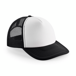1/2 PREIS: Beechfield Kids 5 Panel Vintage Trucker Cap (Black-White)