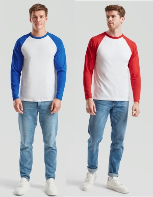 Fruit of the Loom Mens Langarmshirt BASEBALL (S - 3XL)