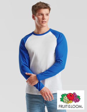 Fruit of the Loom Mens Langarmshirt BASEBALL (S - 3XL)