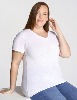 JHK Ladies V-Neck T-Shirt CURVES (Slub) (44 - 52)