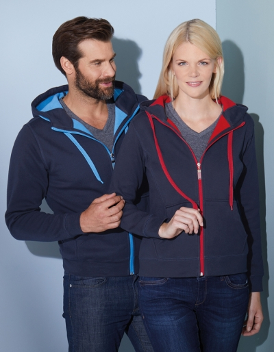 Preview: JAMES&NICHOLSON Mens Hoodiejacke DOUBLEFACE (S - 3XL)