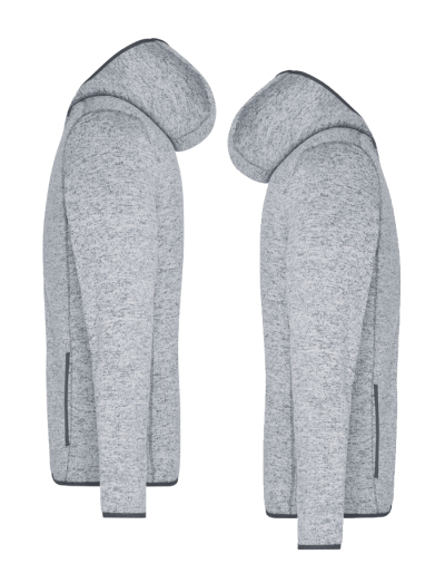 Preview: JAMES&NICHOLSON Mens Fleece Hoodie Jacke KNITTED (S - 3XL)