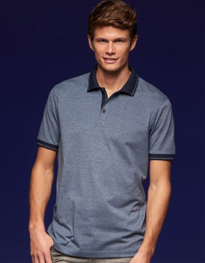 James&Nicholson Mens Kontrast-Poloshirt HEATHER