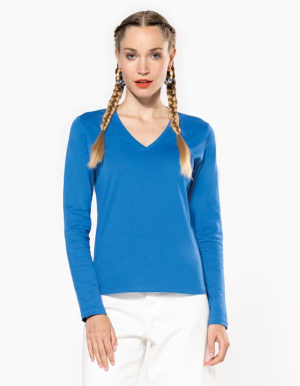 KARIBAN Ladies T-Shirt Langarm "V-AUSSCHNITT" (S - 3XL)