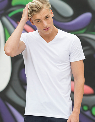 SkinnyFit Mens V-Neck T-Shirt STRETCH FEEL GOOD (S - XXL)