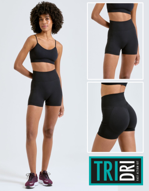 TRIDRI Ladies Scrunch-Shorts aus recyceltem Material (XS - XL)