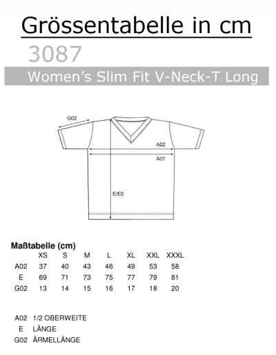 Preview: Promodoro Ladies V-Neck T-Shirt SLIM FIT (Long)