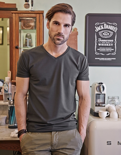 TeeJays Mens V-Neck T-Shirt STRETCH (S - 3XL)
