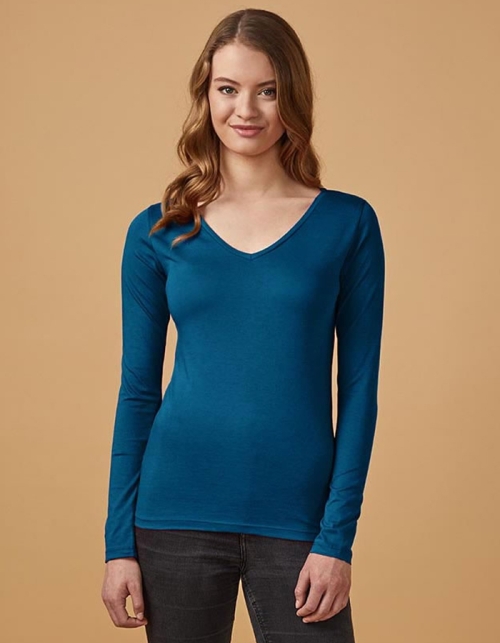 XO by PROMODORO Ladies Langarmshirt V-NECK